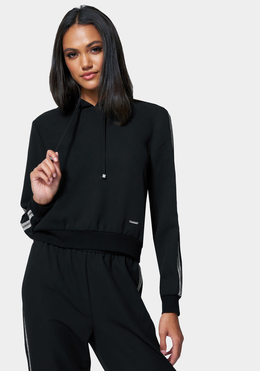 Bebe Lux Lounge Crepe Stripe Detail Hoodie