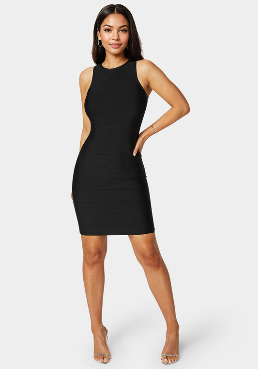 Racer Neck Bandage Short Dress